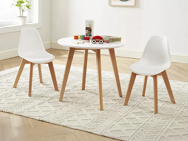 Ensemble table enfant LOULOUNE + 2 chaises LILINOU - Blanc