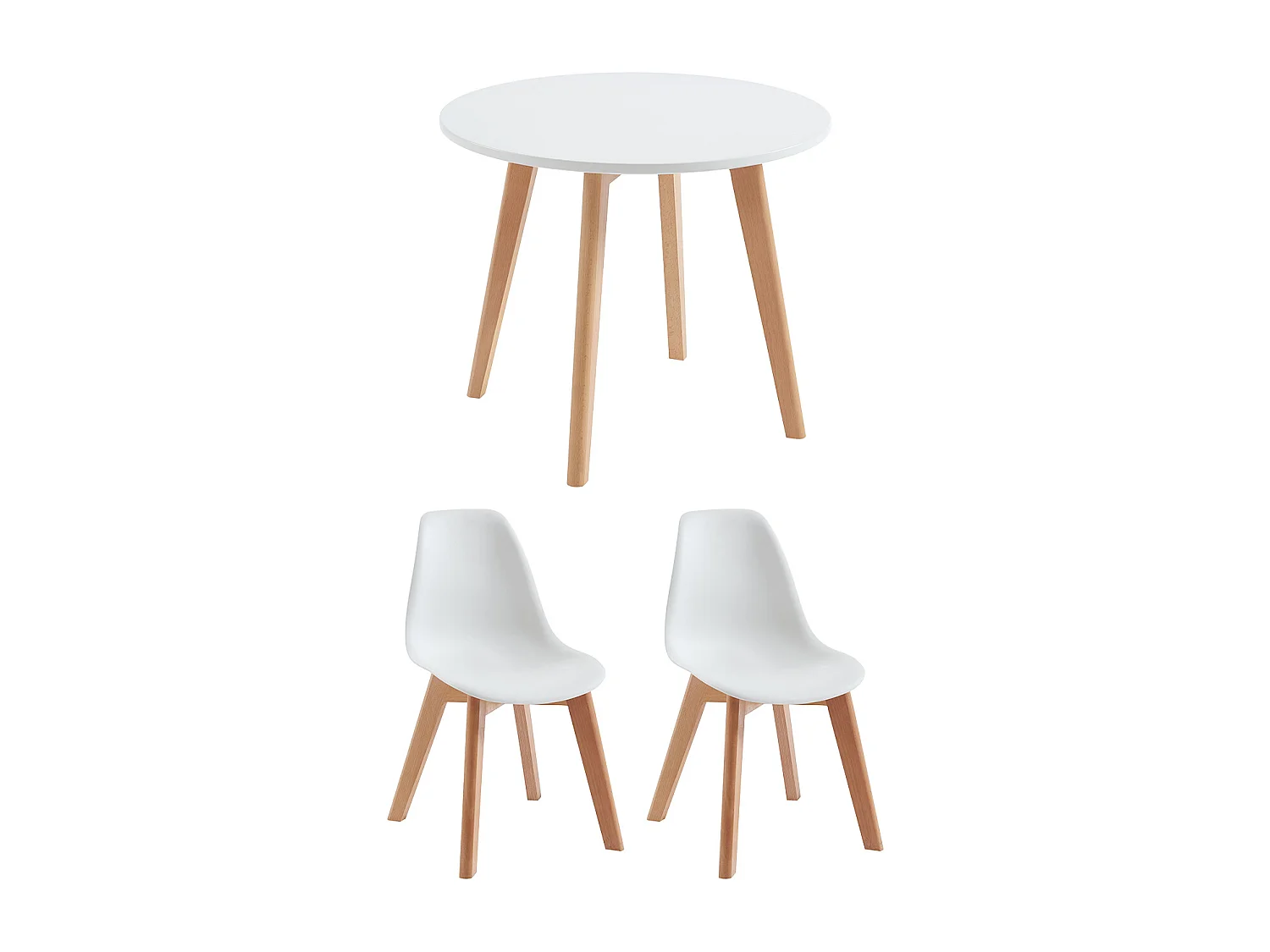 Set van kindertafel LOULOUNE + 2 stoelen LILINOU - Wit