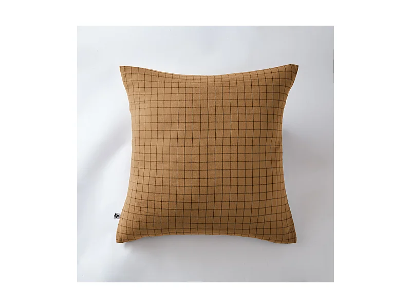 Taie d'oreiller Tissé-teint petits carreaux Déco "Gaïa Mix" 60 x 60 cm & 50 x 70 cm "Gaze de Coton"