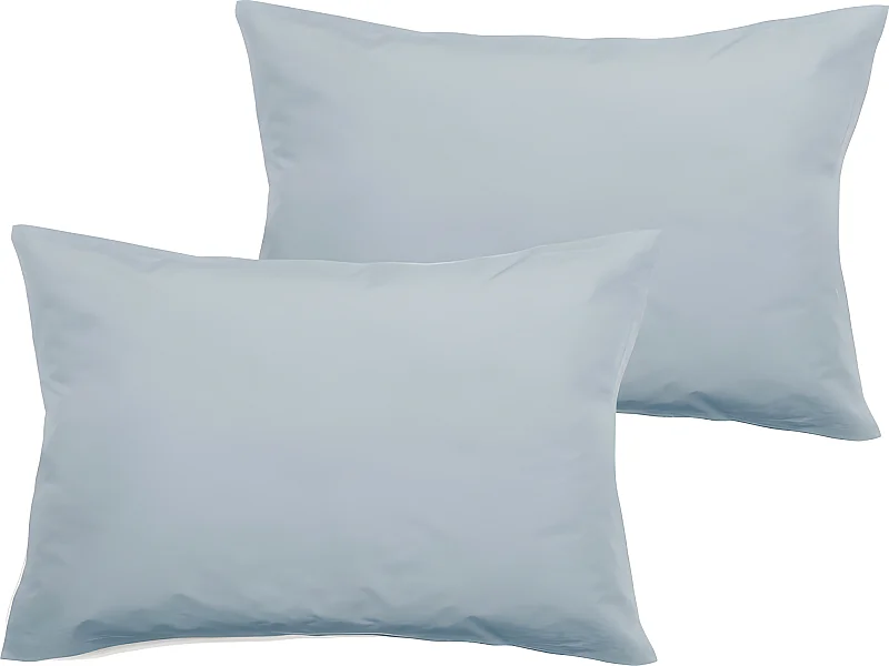 Lot de 2 taies d'oreiller percale pur coton peigné longues fibres 80 fils/cm² Vent du sud