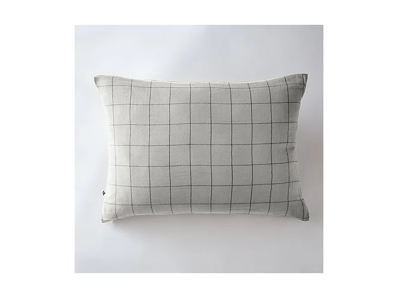 Taie d'oreiller Tissé-teint grands carreaux Déco "Gaïa Match" 60 x 60 cm & 50 x 70 cm "Gaze de Coton"