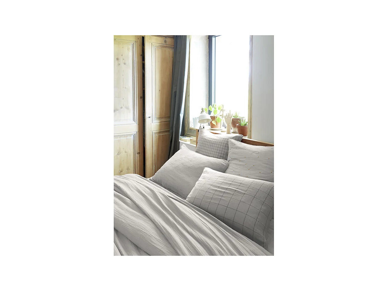 Taie d'oreiller Tissé-teint grands carreaux Déco "Gaïa Match" 60 x 60 cm & 50 x 70 cm "Gaze de Coton"