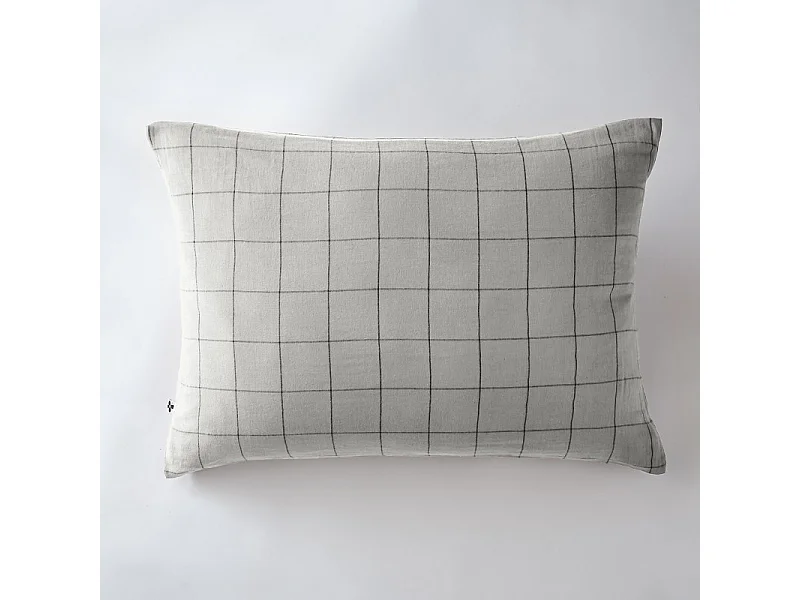 Taie d'oreiller Tissé-teint grands carreaux Déco "Gaïa Match" 60 x 60 cm & 50 x 70 cm "Gaze de Coton"