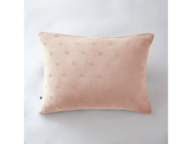 Taie d'oreiller Brodée Déco "Gaïa Boho" 60 x 60 cm & 50 x 70 cm "Gaze de Coton"