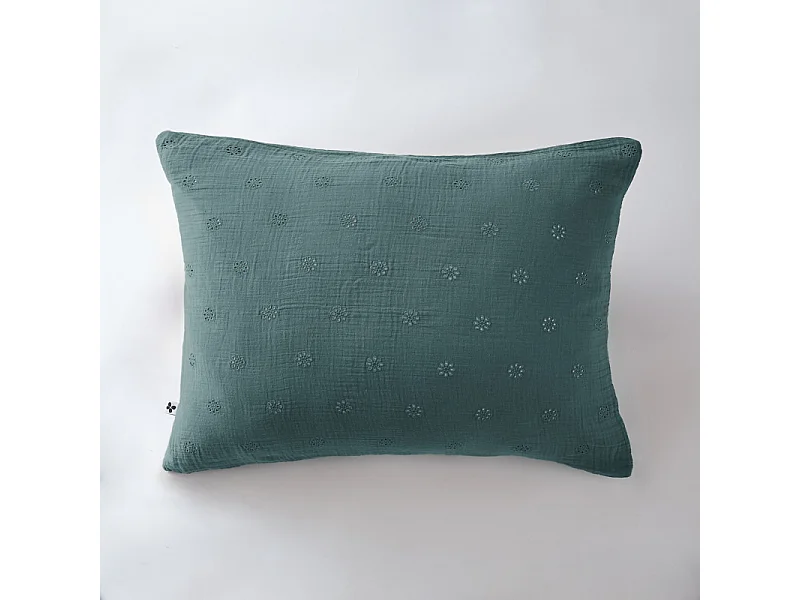 Taie d'oreiller Brodée Déco "Gaïa Boho" 60 x 60 cm & 50 x 70 cm "Gaze de Coton"