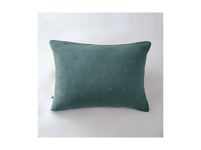 Taie d'oreiller Brodée Déco "Gaïa Boho" 60 x 60 cm & 50 x 70 cm "Gaze de Coton"