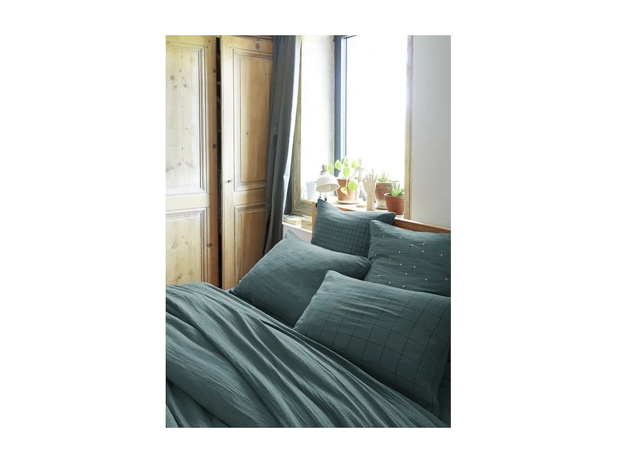 Taie d'oreiller Brodée Déco "Gaïa Boho" 60 x 60 cm & 50 x 70 cm "Gaze de Coton"