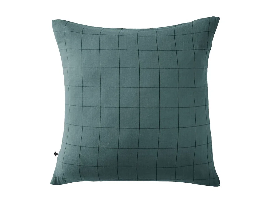 Taie d'oreiller Tissé-teint grands carreaux Déco "Gaïa Match" 60 x 60 cm & 50 x 70 cm "Gaze de Coton" l'Effet Papillon