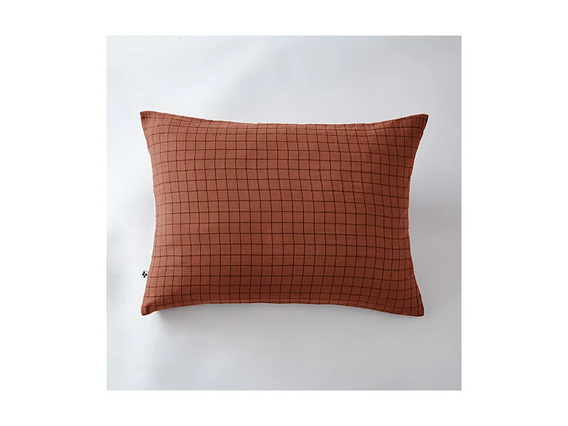 Taie d'oreiller Tissé-teint petits carreaux Déco "Gaïa Mix" 60 x 60 cm & 50 x 70 cm "Gaze de Coton"