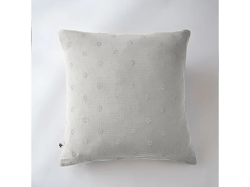 Taie d'oreiller Brodée Déco "Gaïa Boho" 60 x 60 cm & 50 x 70 cm "Gaze de Coton"