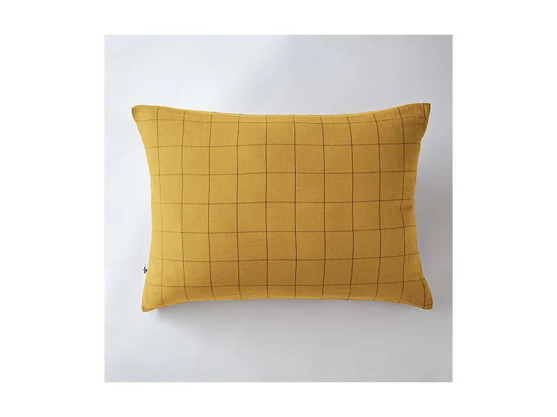 Taie d'oreiller Tissé-teint grands carreaux Déco "Gaïa Match" 60 x 60 cm & 50 x 70 cm "Gaze de Coton"