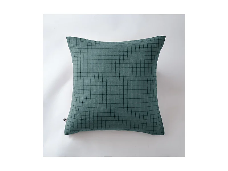 Taie d'oreiller Tissé-teint petits carreaux Déco "Gaïa Mix" 60 x 60 cm & 50 x 70 cm "Gaze de Coton"