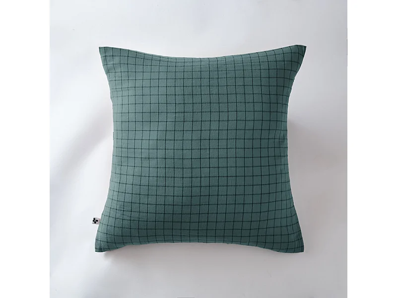 Taie d'oreiller Tissé-teint petits carreaux Déco "Gaïa Mix" 60 x 60 cm & 50 x 70 cm "Gaze de Coton"