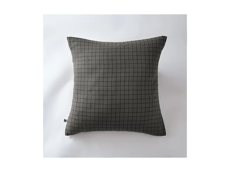 Taie d'oreiller Tissé-teint petits carreaux Déco "Gaïa Mix" 60 x 60 cm & 50 x 70 cm "Gaze de Coton"