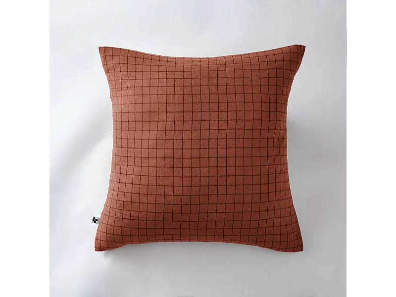 Taie d'oreiller Tissé-teint petits carreaux Déco "Gaïa Mix" 60 x 60 cm & 50 x 70 cm "Gaze de Coton"