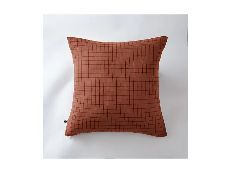 Taie d'oreiller Tissé-teint petits carreaux Déco "Gaïa Mix" 60 x 60 cm & 50 x 70 cm "Gaze de Coton"