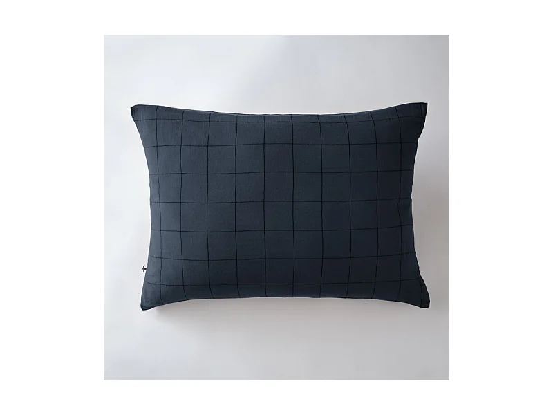 Taie d'oreiller Tissé-teint grands carreaux Déco "Gaïa Match" 60 x 60 cm & 50 x 70 cm "Gaze de Coton"