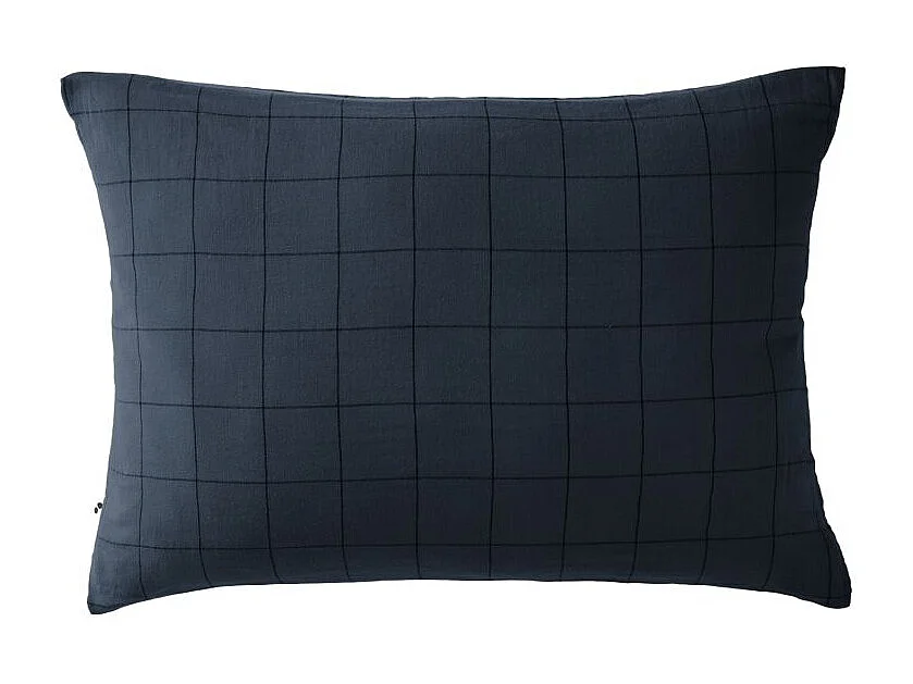 Taie d'oreiller Tissé-teint grands carreaux Déco "Gaïa Match" 60 x 60 cm & 50 x 70 cm "Gaze de Coton" l'Effet Papillon