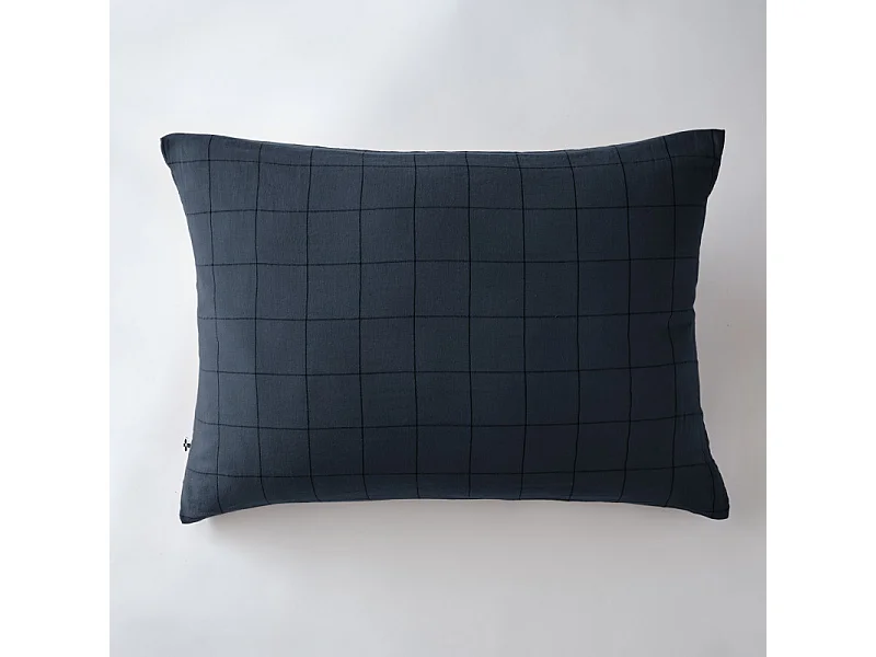 Taie d'oreiller Tissé-teint grands carreaux Déco "Gaïa Match" 60 x 60 cm & 50 x 70 cm "Gaze de Coton"
