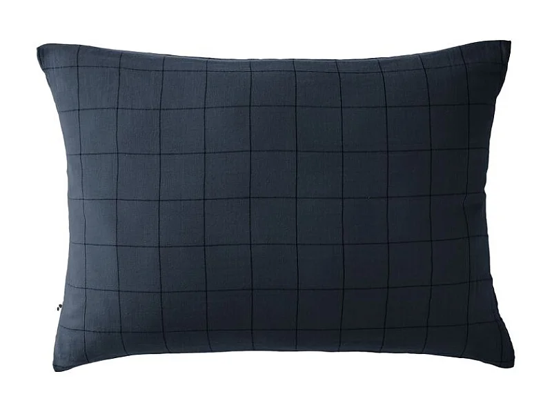 Taie d'oreiller Tissé-teint grands carreaux Déco "Gaïa Match" 60 x 60 cm & 50 x 70 cm "Gaze de Coton" l'Effet Papillon