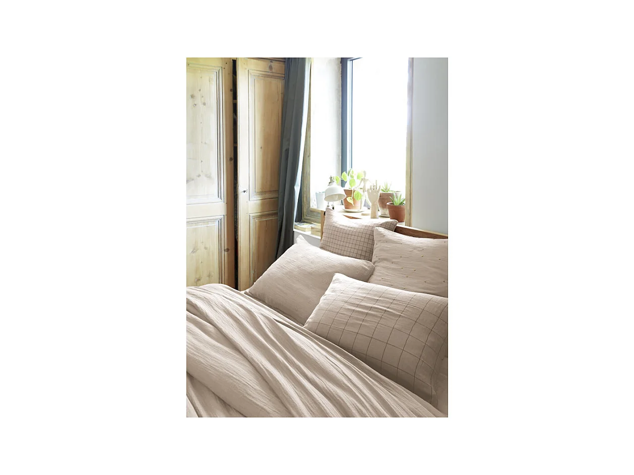 Taie d'oreiller Brodée Déco "Gaïa Boho" 60 x 60 cm & 50 x 70 cm "Gaze de Coton"