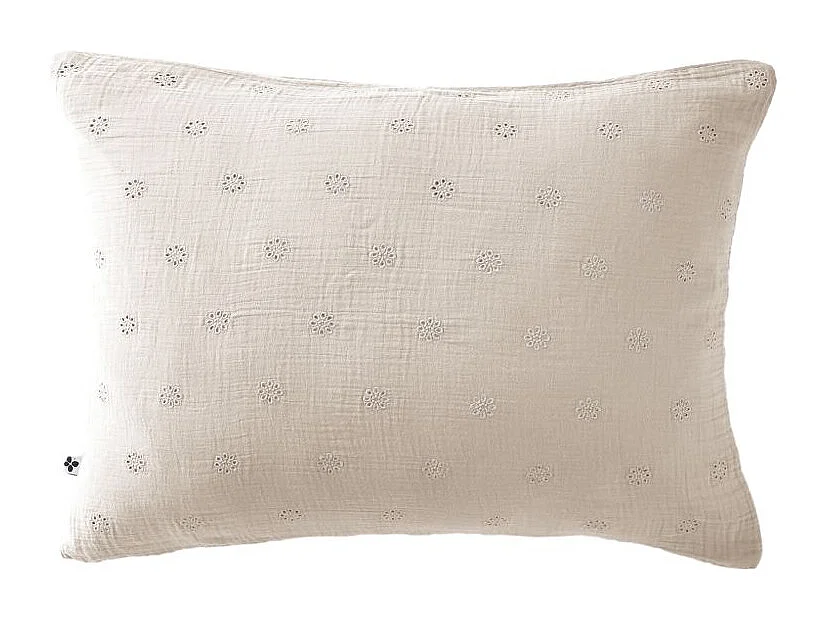 Taie d'oreiller Brodée Déco "Gaïa Boho" 60 x 60 cm & 50 x 70 cm "Gaze de Coton" l'Effet Papillon