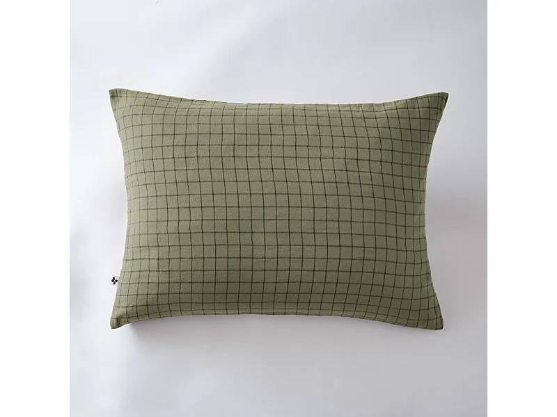 Taie d'oreiller Tissé-teint petits carreaux Déco "Gaïa Mix" 60 x 60 cm & 50 x 70 cm "Gaze de Coton"