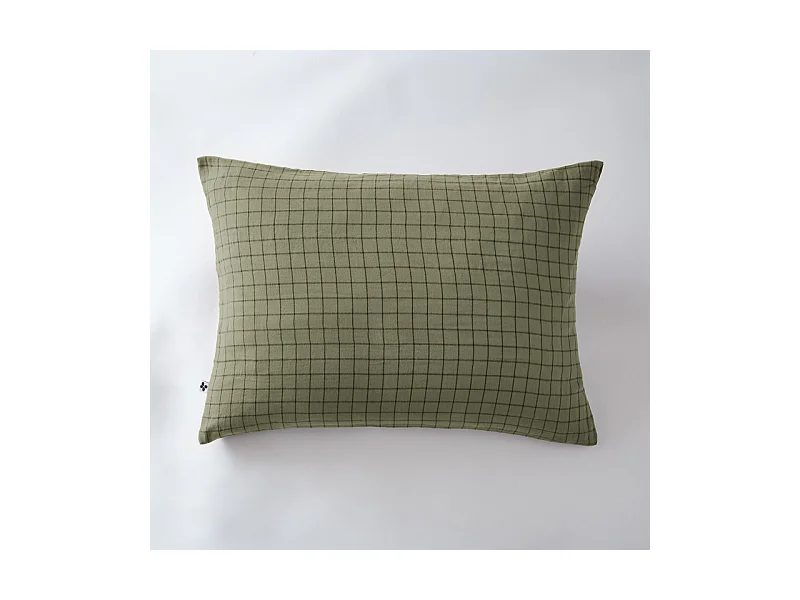 Taie d'oreiller Tissé-teint petits carreaux Déco "Gaïa Mix" 60 x 60 cm & 50 x 70 cm "Gaze de Coton"