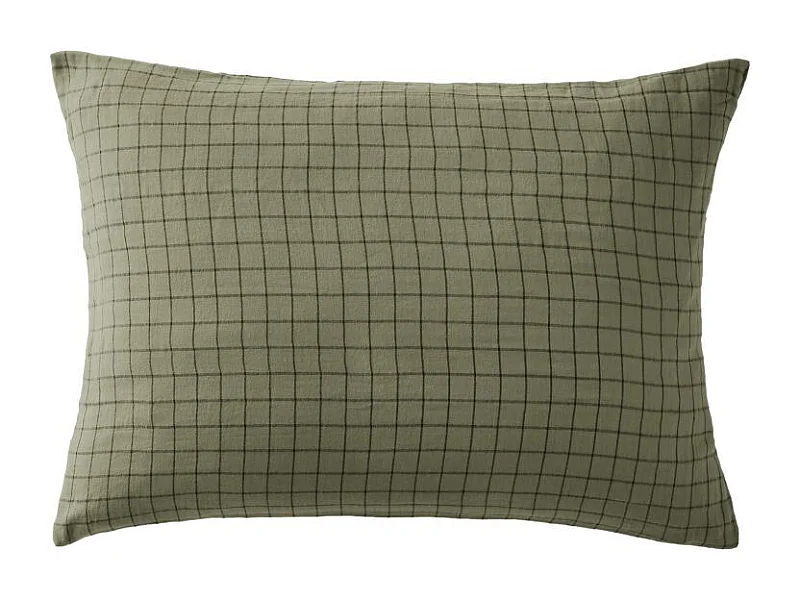 Taie d'oreiller Tissé-teint petits carreaux Déco "Gaïa Mix" 60 x 60 cm & 50 x 70 cm "Gaze de Coton" l'Effet Papillon