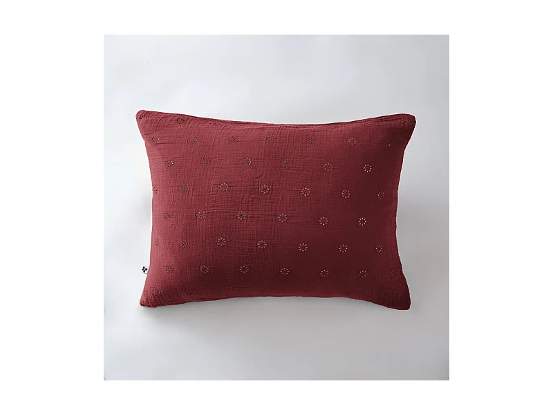 Taie d'oreiller Brodée Déco "Gaïa Boho" 60 x 60 cm & 50 x 70 cm "Gaze de Coton"