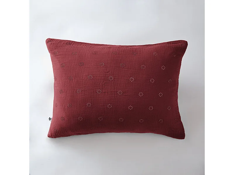 Taie d'oreiller Brodée Déco "Gaïa Boho" 60 x 60 cm & 50 x 70 cm "Gaze de Coton"