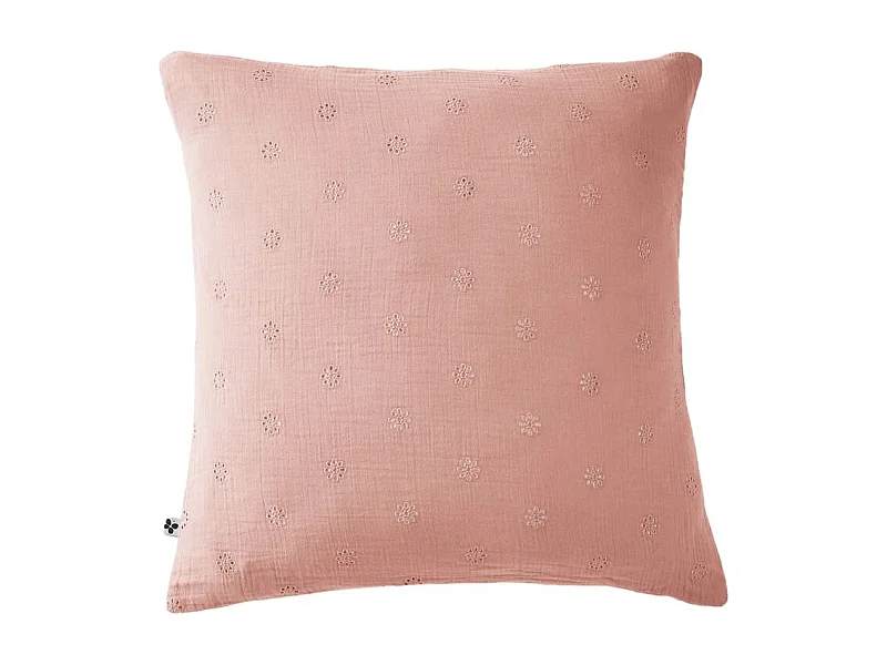 Taie d'oreiller Brodée Déco "Gaïa Boho" 60 x 60 cm & 50 x 70 cm "Gaze de Coton" l'Effet Papillon