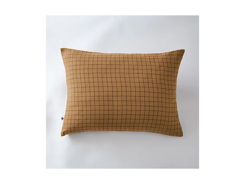 Taie d'oreiller Tissé-teint petits carreaux Déco "Gaïa Mix" 60 x 60 cm & 50 x 70 cm "Gaze de Coton"