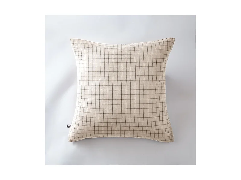 Taie d'oreiller Tissé-teint petits carreaux Déco "Gaïa Mix" 60 x 60 cm & 50 x 70 cm "Gaze de Coton"