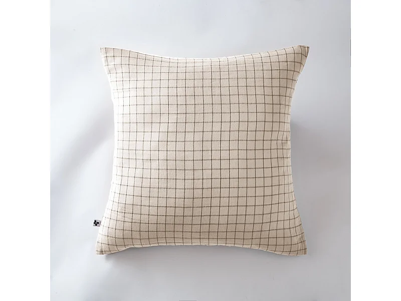 Taie d'oreiller Tissé-teint petits carreaux Déco "Gaïa Mix" 60 x 60 cm & 50 x 70 cm "Gaze de Coton"