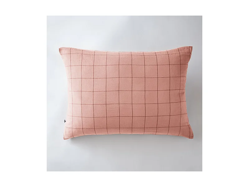 Taie d'oreiller Tissé-teint grands carreaux Déco "Gaïa Match" 60 x 60 cm & 50 x 70 cm "Gaze de Coton"