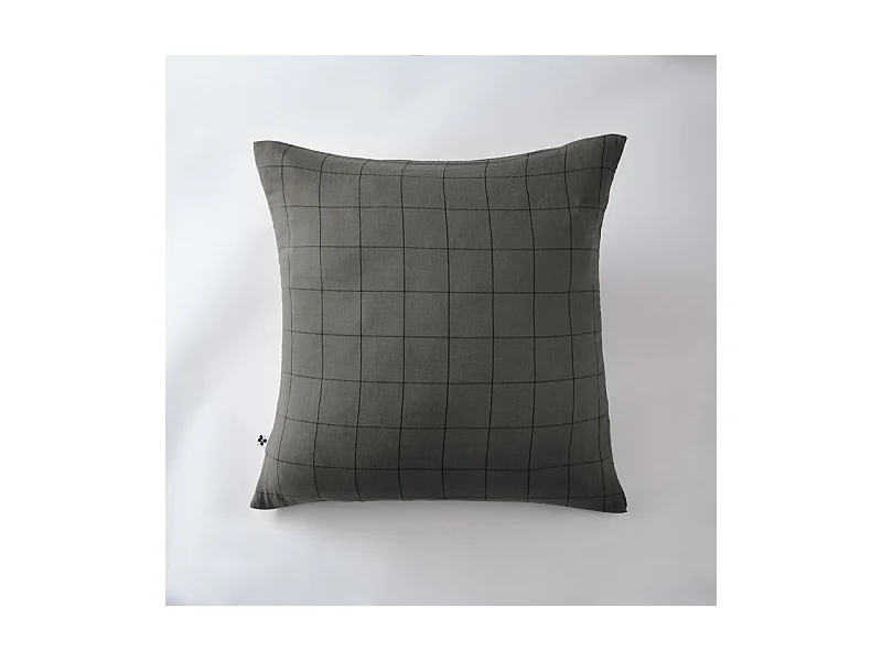 Taie d'oreiller Tissé-teint grands carreaux Déco "Gaïa Match" 60 x 60 cm & 50 x 70 cm "Gaze de Coton"