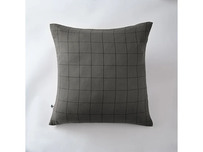 Taie d'oreiller Tissé-teint grands carreaux Déco "Gaïa Match" 60 x 60 cm & 50 x 70 cm "Gaze de Coton"