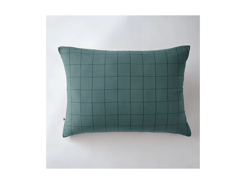 Taie d'oreiller Tissé-teint grands carreaux Déco "Gaïa Match" 60 x 60 cm & 50 x 70 cm "Gaze de Coton"