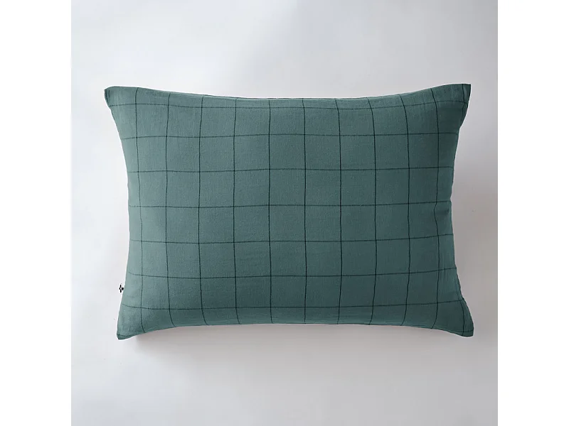 Taie d'oreiller Tissé-teint grands carreaux Déco "Gaïa Match" 60 x 60 cm & 50 x 70 cm "Gaze de Coton"