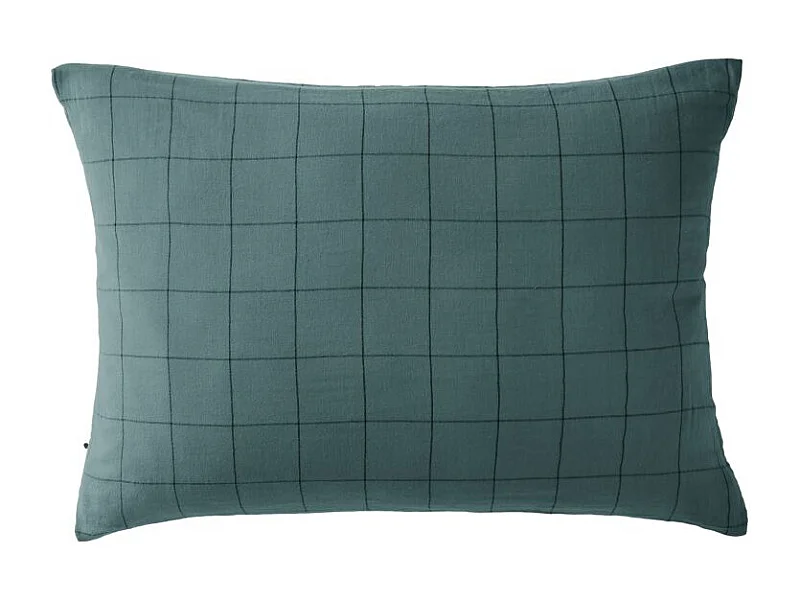 Taie d'oreiller Tissé-teint grands carreaux Déco "Gaïa Match" 60 x 60 cm & 50 x 70 cm "Gaze de Coton" l'Effet Papillon