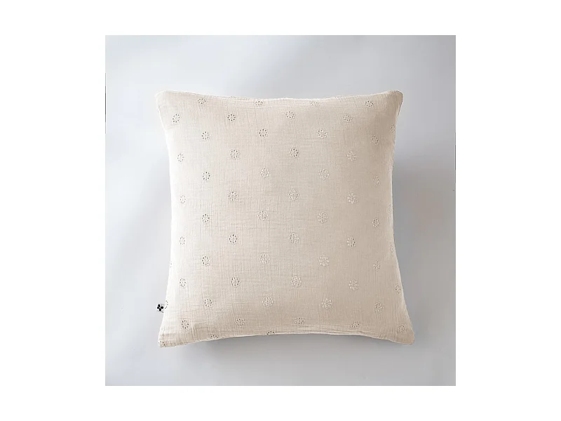 Taie d'oreiller Brodée Déco "Gaïa Boho" 60 x 60 cm & 50 x 70 cm "Gaze de Coton"