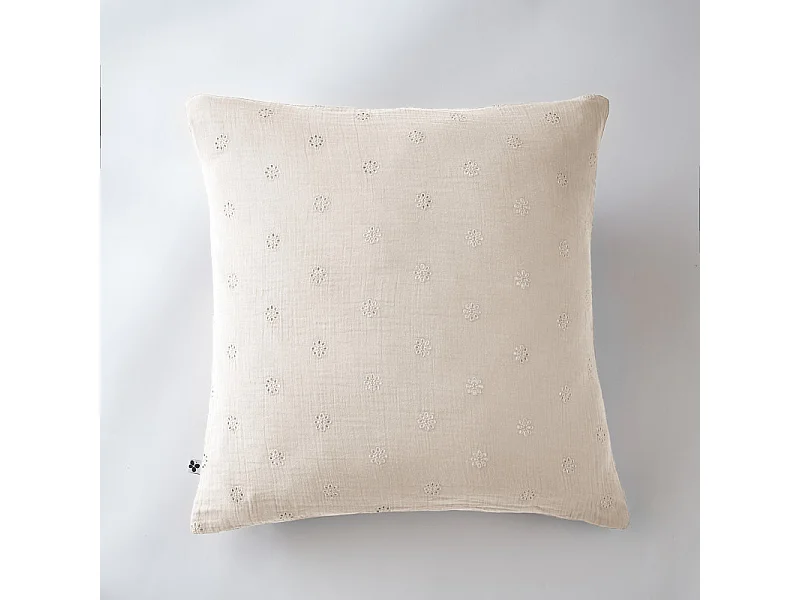 Taie d'oreiller Brodée Déco "Gaïa Boho" 60 x 60 cm & 50 x 70 cm "Gaze de Coton"