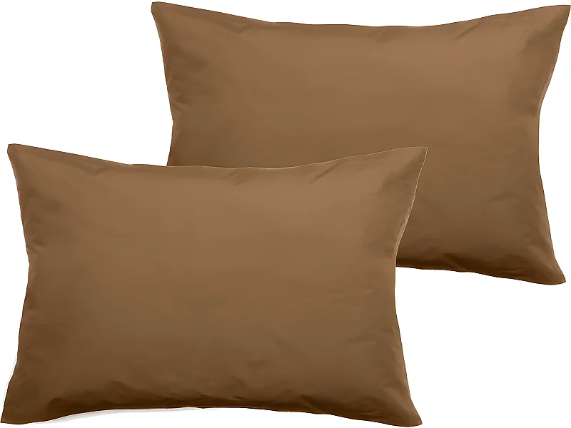 Lot de 2 taies d'oreiller percale pur coton peigné longues fibres 80 fils/cm² Vent du sud