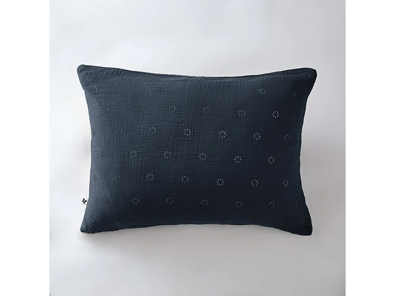 Taie d'oreiller Brodée Déco "Gaïa Boho" 60 x 60 cm & 50 x 70 cm "Gaze de Coton"