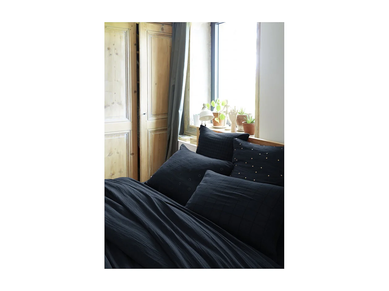 Taie d'oreiller Brodée Déco "Gaïa Boho" 60 x 60 cm & 50 x 70 cm "Gaze de Coton" l'Effet Papillon