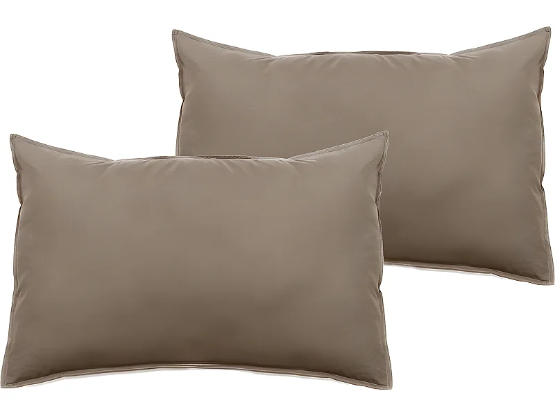 Lot de 2 taies d'oreiller Palace pur coton teint lavé 63 fils/cm² Vent du sud