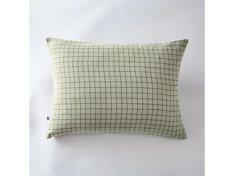 Taie d'oreiller Tissé-teint petits carreaux Déco "Gaïa Mix" 60 x 60 cm & 50 x 70 cm "Gaze de Coton"