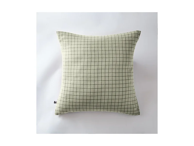 Taie d'oreiller Tissé-teint petits carreaux Déco "Gaïa Mix" 60 x 60 cm & 50 x 70 cm "Gaze de Coton"