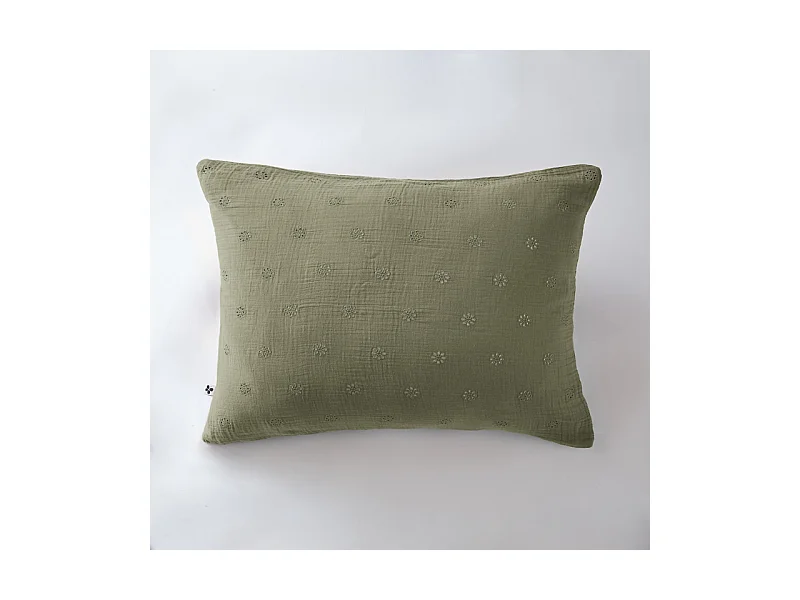 Taie d'oreiller Brodée Déco "Gaïa Boho" 60 x 60 cm & 50 x 70 cm "Gaze de Coton"